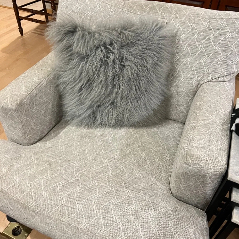 Mongolian Lamb Grey accent pillows (3)